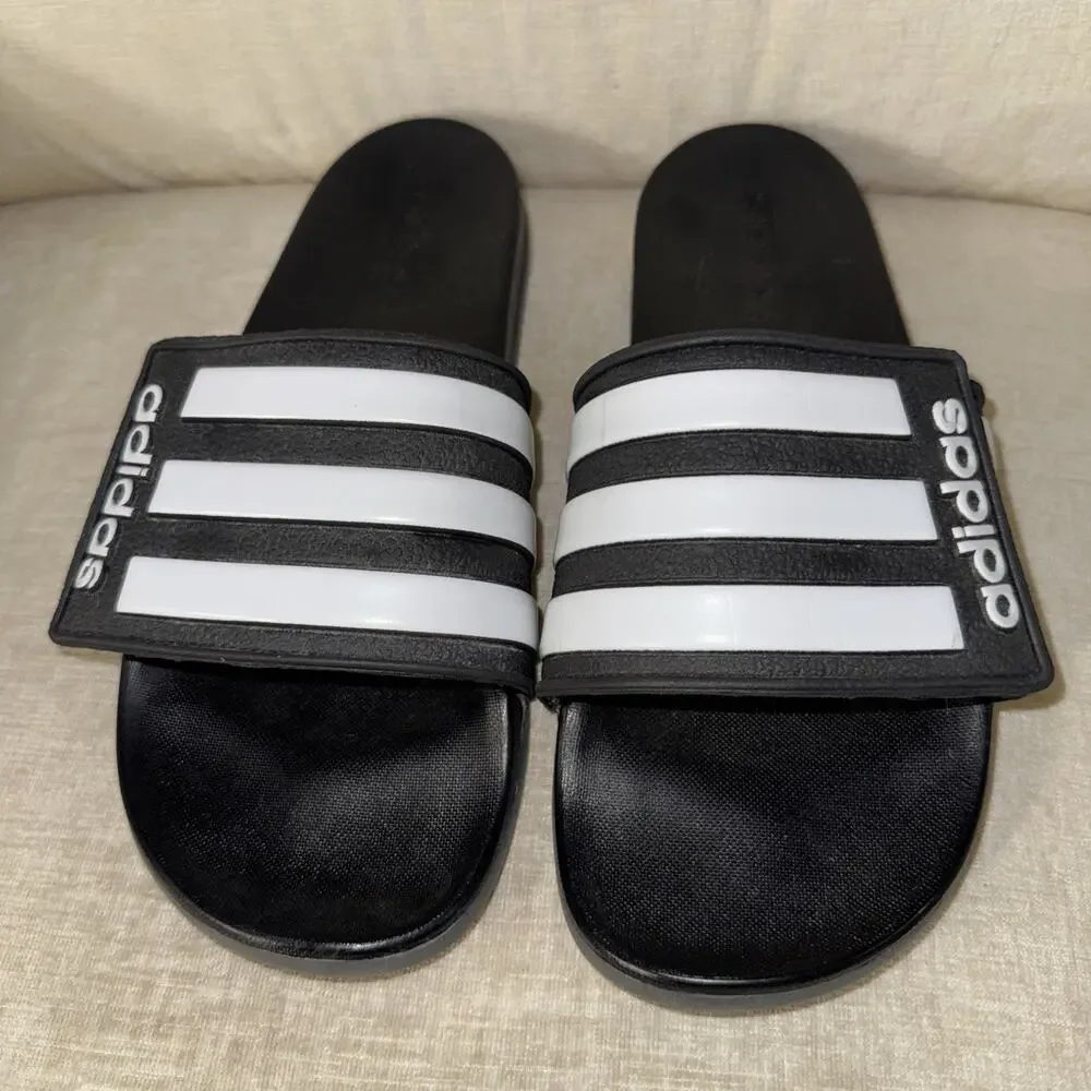 adidas Adilette Comfort ADJ EG1344 Men's Size 10 Black White Slip On Sandals